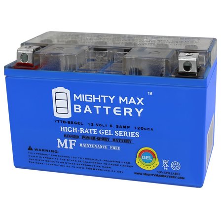 MIGHTY MAX BATTERY YT7B-BS GEL 12V 6.5AH Battery Replaces MBK NXC 125 flame X 07-15 MAX3940941